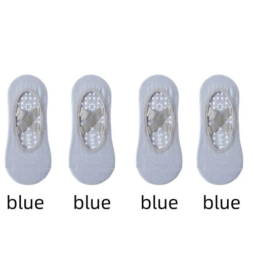 1 or 4 Pairs Women's Anti Slip Yoga Pilates Socks