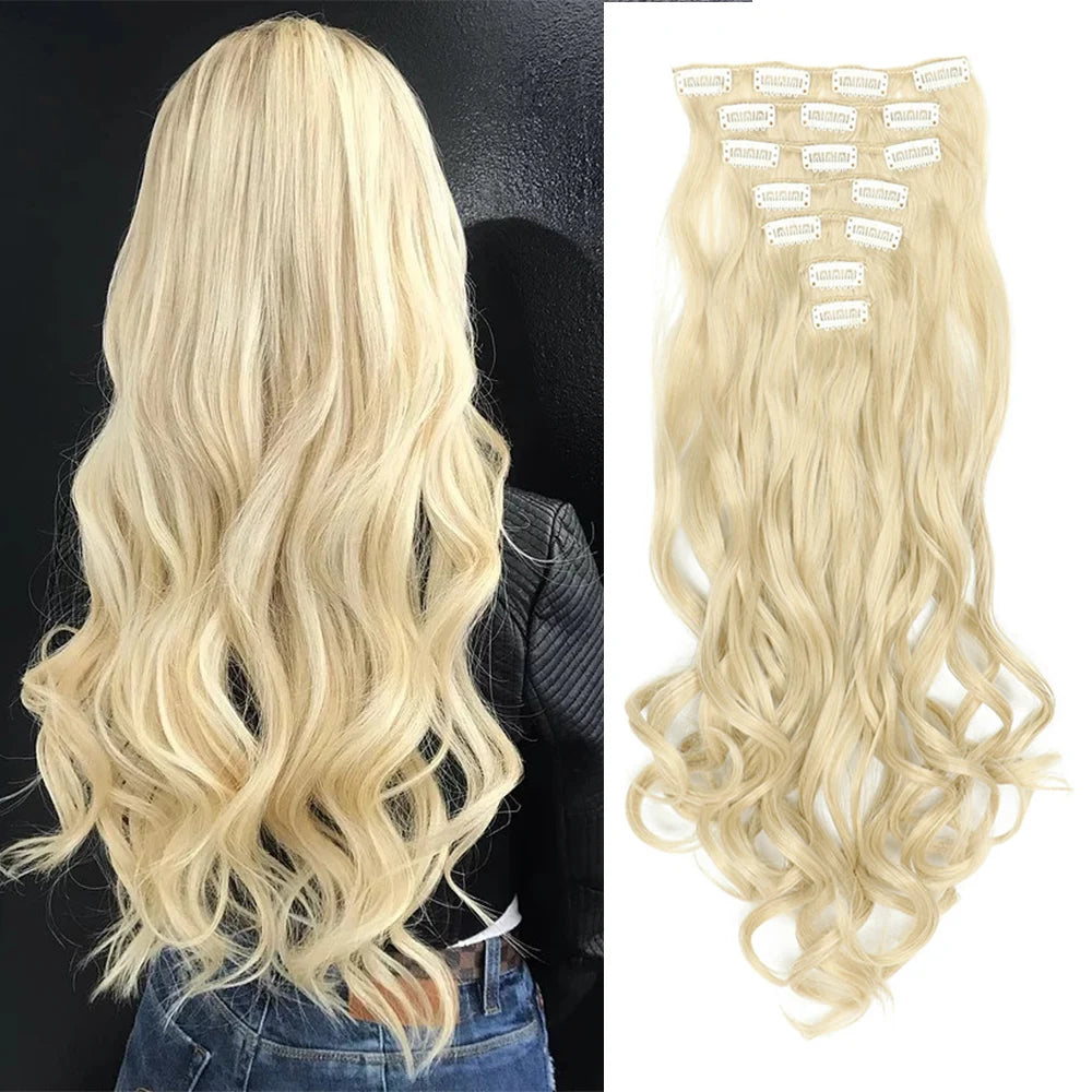 22 Inch Curly Wavy Clip In Hair Extensions 7PCS