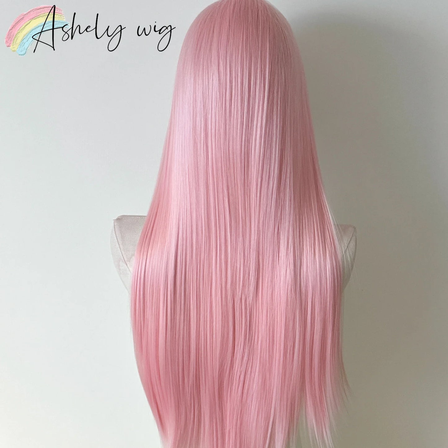 26 Inch Light Pink Straight Lace Front Wig