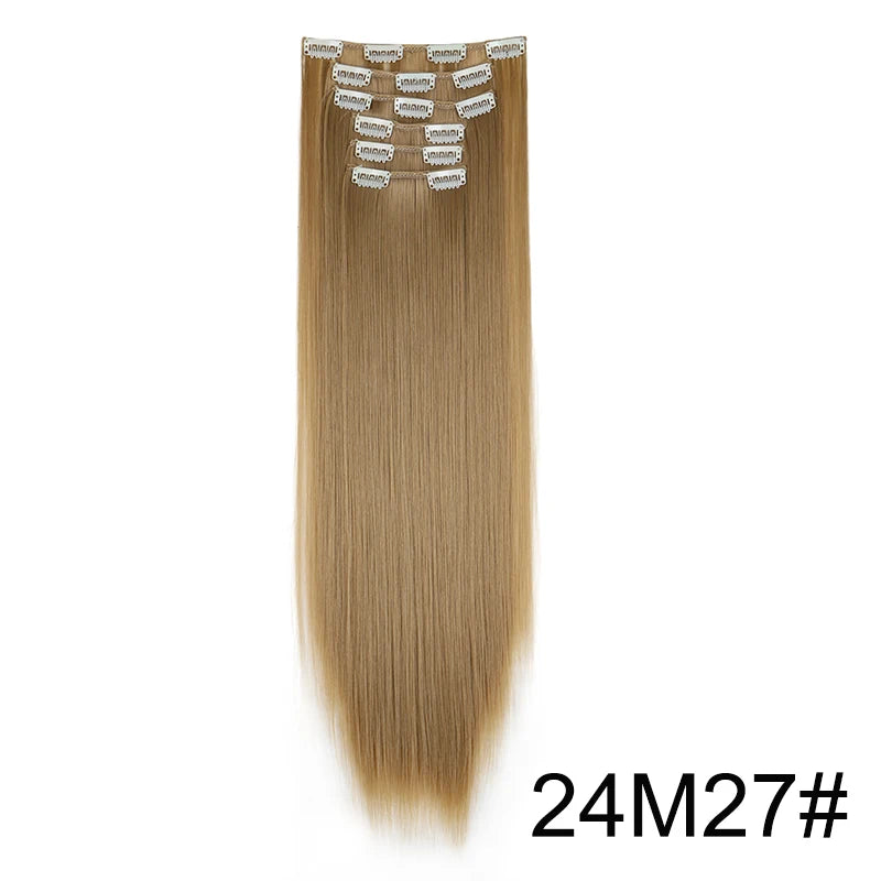 Women's 6 Piece 24 Inch Straight Clip In Hair Extensions