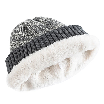 Unisex Two Tone Fur Lined Winter Beanie