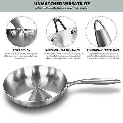 304 Stainless Steel Nonstick Frying Pan for Gas and Induction