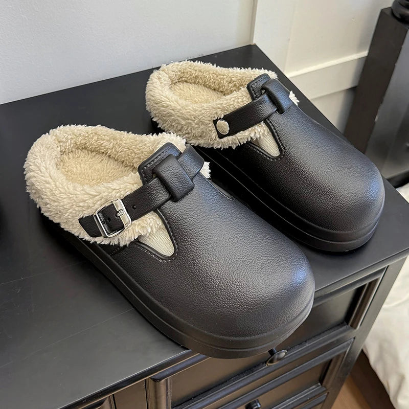 Women’s Warm Fluffy EVA Clogs Waterproof Non Slip Winter Slippers
