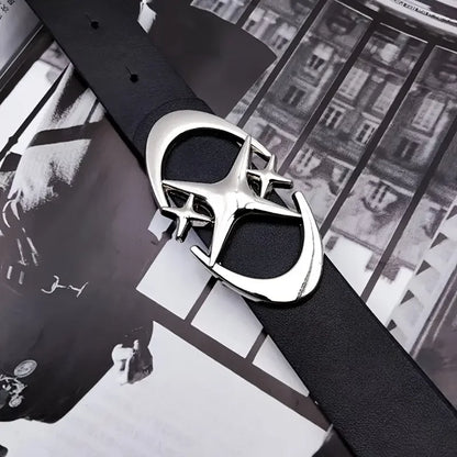 Unisex Oval Cross Buckle Metal Belt