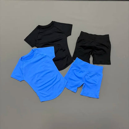 Women's 2 Piece Seamless Yoga Top and Shorts Set