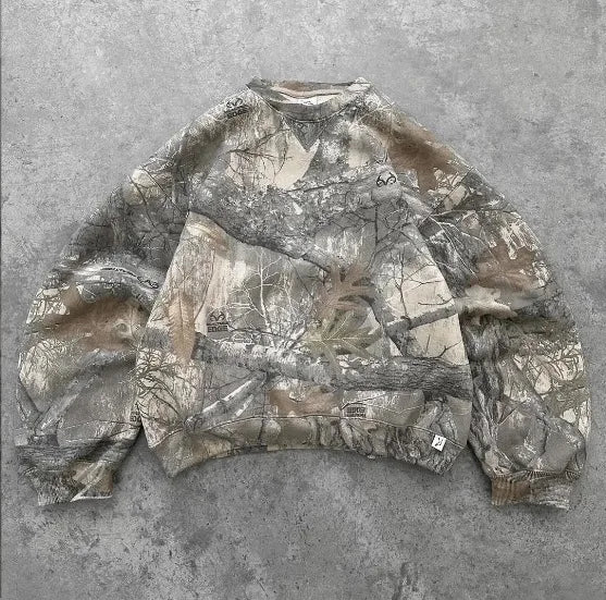 Unisex Y2K Oversized Camouflage Zip Up Hoodie