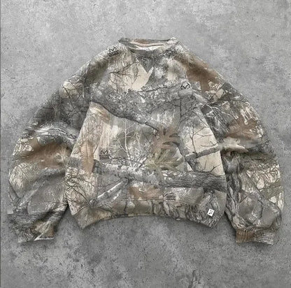 Unisex Y2K Oversized Camouflage Zip Up Hoodie