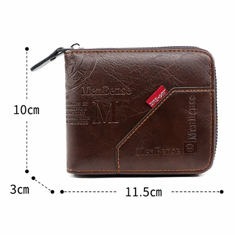 Men's Vintage PU Leather Zipper Wallet with Coin Pocket