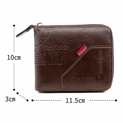 Men's Vintage PU Leather Zipper Wallet with Coin Pocket