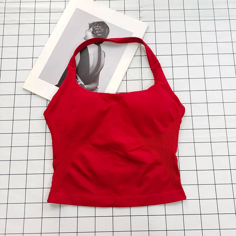 Women's Halter Backless Padded Sports Tank Top