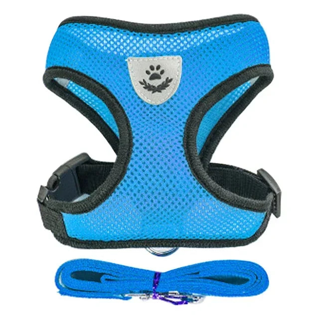 Adjustable Mesh Pet Harness with Leash for Small & Medium Dogs & Cats