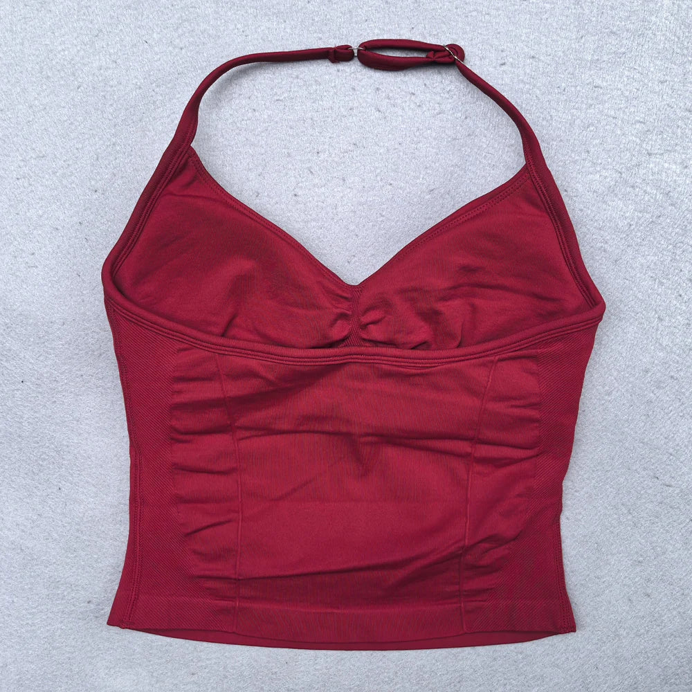 Women's Backless Strappy Workout Tank Top with Built In Bra