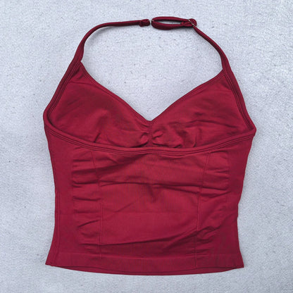Women's Backless Strappy Workout Tank Top with Built In Bra