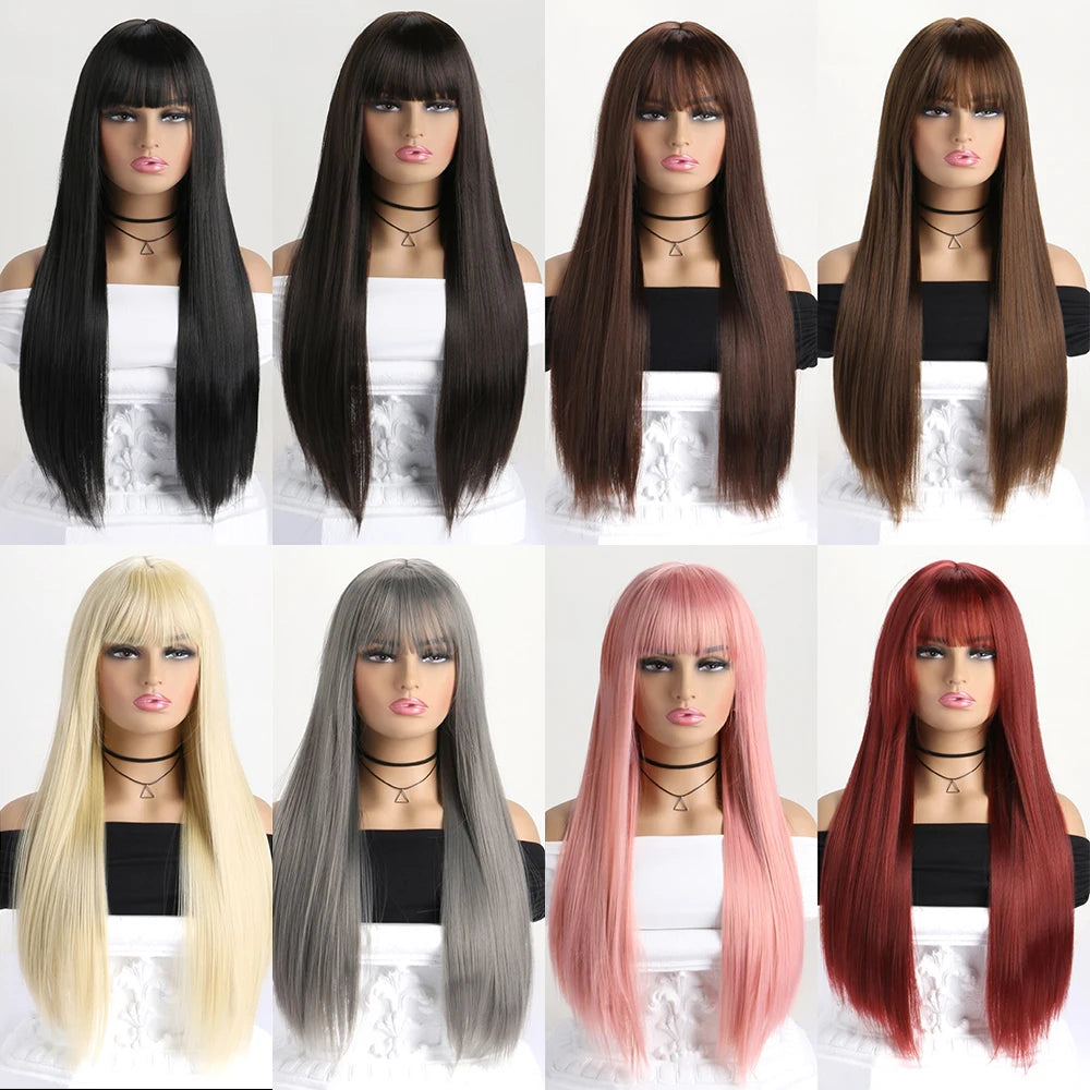 Women's 26 Inch Long Straight Synthetic Cosplay Wig