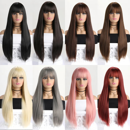 Women's 26 Inch Long Straight Synthetic Cosplay Wig