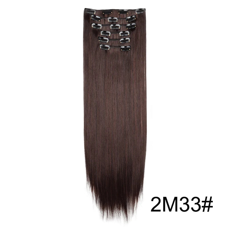 WIGSIN Women's 6 Piece Long Straight Clip In Hair Extensions