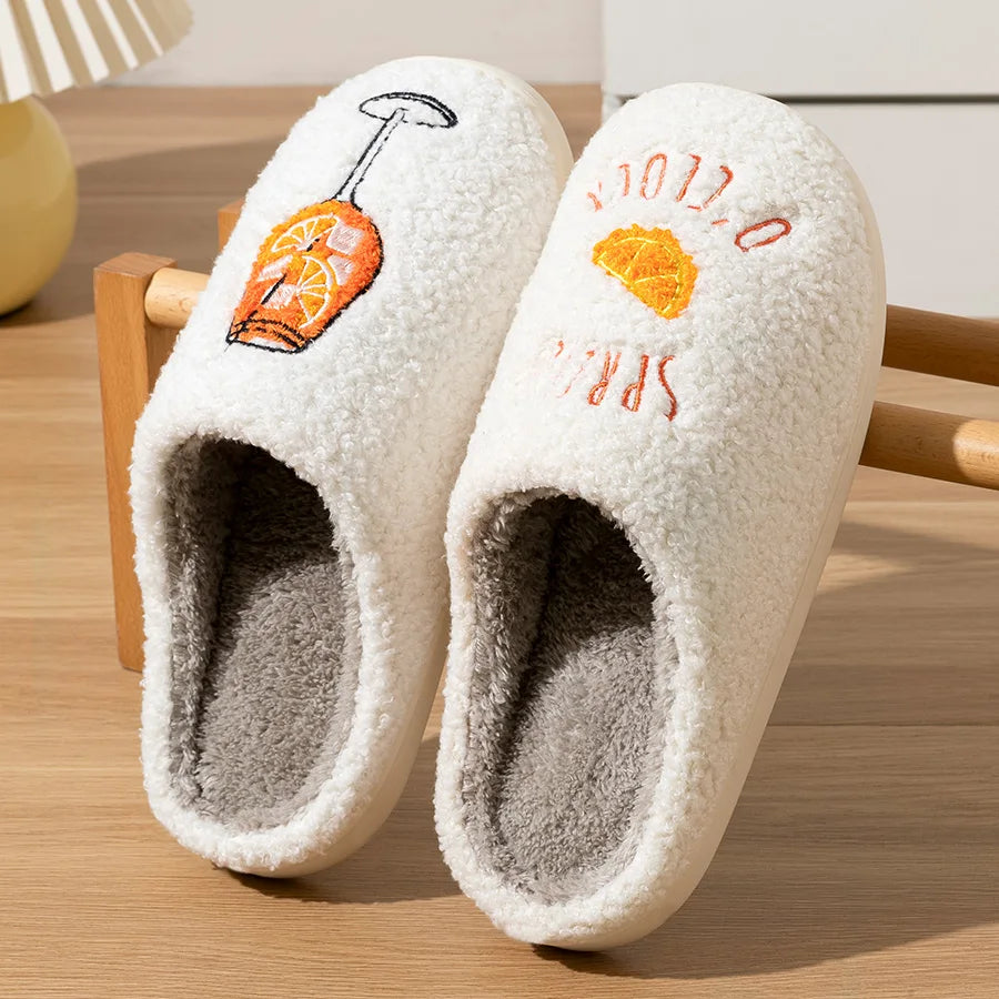 Aperol Spritz Fluffy Slippers for Women Party Gift