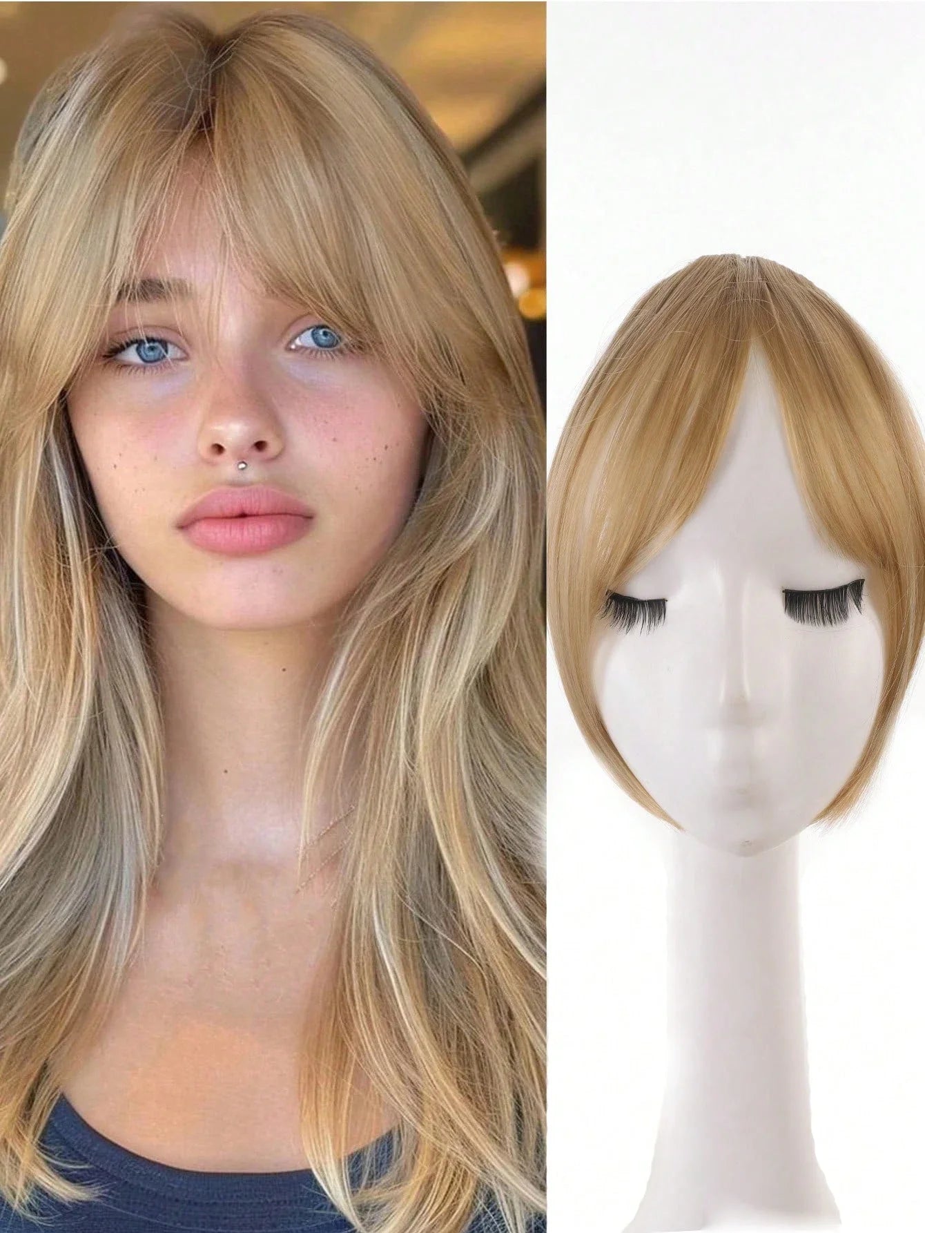Women's Natural Clip In Middle Part Bangs Hair Extension