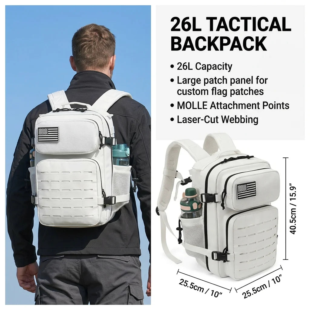 26L MOLLE Tactical Hiking Backpack with Dual Bottle Holders