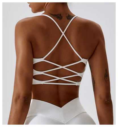Women's Cross Back Padded Fitness Sports Bra