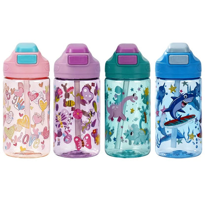 410ml Leak Proof Dinosaur Kids Water Bottle with Straw