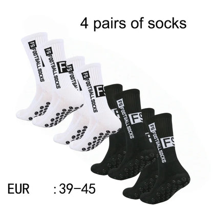 4 Pairs Men's Non Slip Grip Soccer Sports Socks