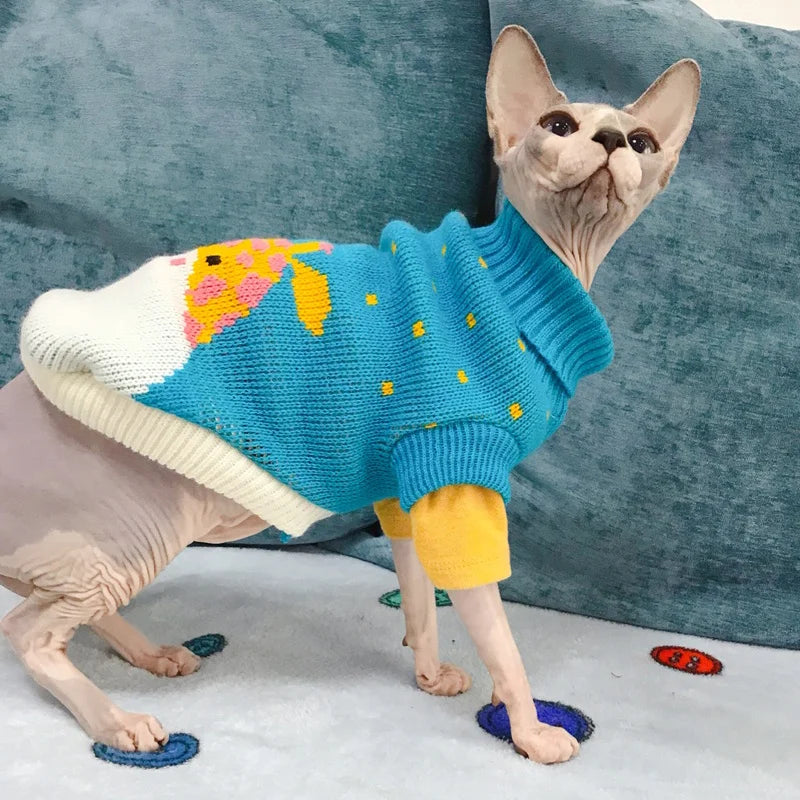Cute Warm Cat Sweater Pullover for Winter Pet Clothing