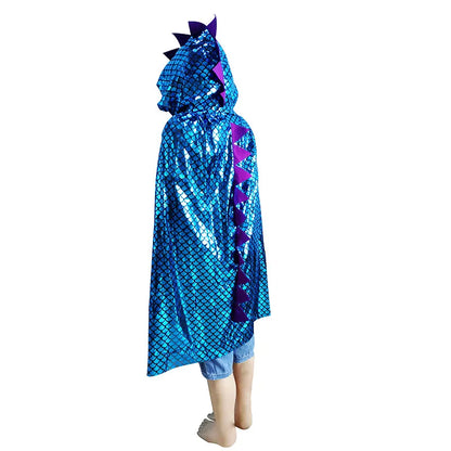 Dinosaur Hooded Cape Costume for Kids Halloween Cosplay Party