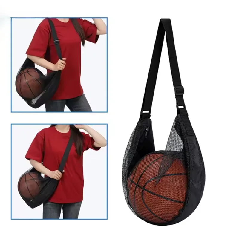 Single Basketball Carry Bag with Zipper Pocket